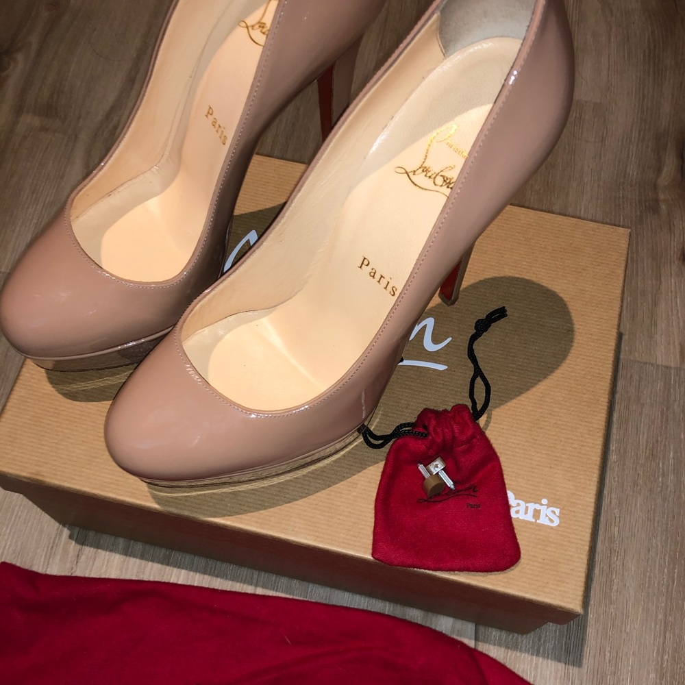 CL Dirditta Patent Platform Red Sole Pump Size 38 - Picture 1 of 8